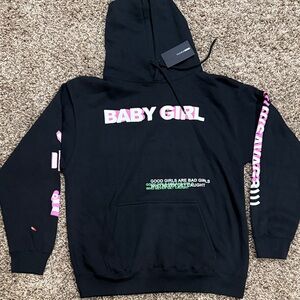 Fashion Nova Black Hoodie with Pink Accents
